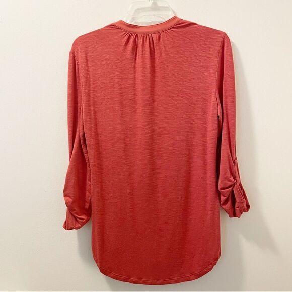 Dolan Left Coast Collection Pleated V-Neck Panel Slub Knit Top - Size XS - Picture 3 of 7